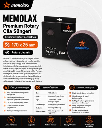 Premium Rotary Cila Süngeri 170*25 Siyah