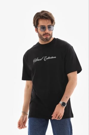 Erkek Baskılı TShirt Kısa Kol Bisiklet Yaka Regular Fit Rahat Kalıp Günlük Tişört