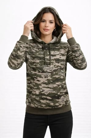 Desenli 2 İplik 4 Mevsim Kapüşonlu Kanguru Cepli Hoodie Sweatshirt