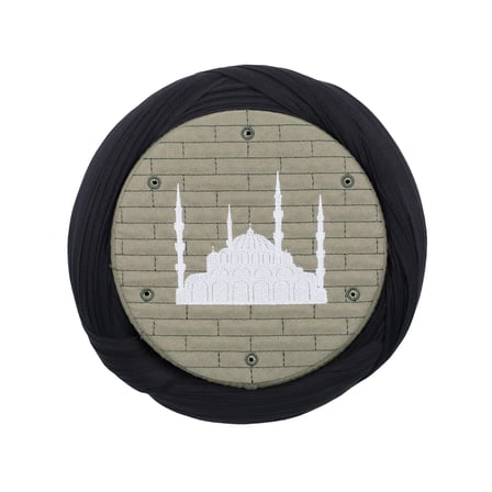 Cami Sarığı – Siyah Kumaş – Yeşil Takke – Çapraz Sarım – Cami Nakışlı – 7 Metre