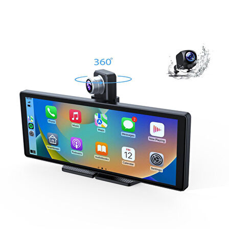 Çeşithane 10.26” 4K CarPlay & Android Auto Araç DVR – 2160P Ultra HD, 360° Döner Kamera, 5G WiFi, GPS Navigasyon