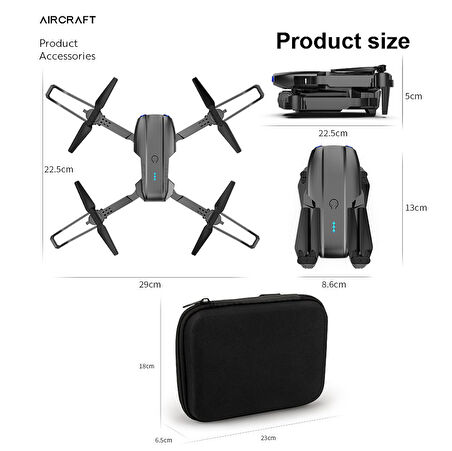 E99 4K FPV Mini Drone | Katlanabilir Geniş Açı Kameralı, Akıllı Takip Özellikli RC Drone | Taşıma Çantalı Quadrocopter