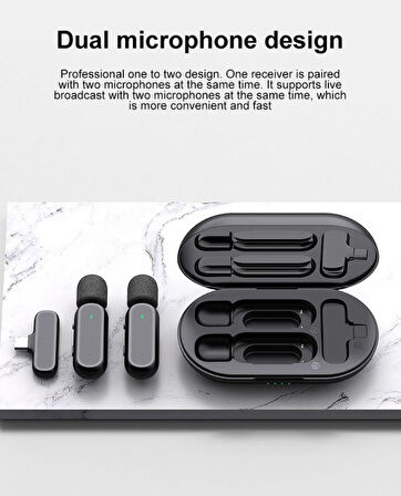K60/K61 Kablosuz Yaka Mikrofonu | Şarj Kutulu 2.4GHz Gürültü Azaltmalı Mini Mikrofon | iPhone & Android Uyumlu