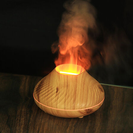 3D Alev Efektli Aromaterapi Difüzör | Renkli Işıklı Hava Nemlendirici ve Uçucu Yağ Difüzörü | Masaüstü & Yatak Odası Kullanımı İçin