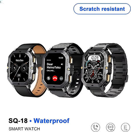Çeşithane Haino Teko SQ-18 Akıllı Saat – AMOLED Ekran, 10 Gün Pil Ömrü, Kablosuz Şarj, 3 Farklı Kordonlu Ultra İnce Smart Watch (Siyah)