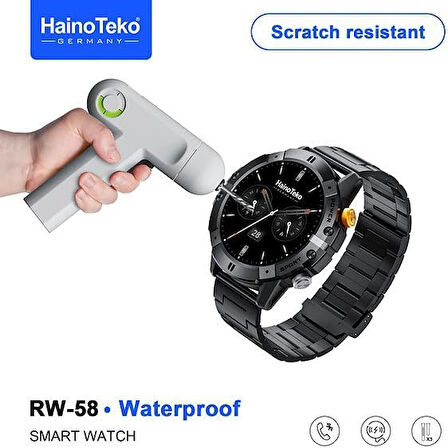 Çeşithane HainoTeko RW58 Executive Smart Watch – Çizilmeye Dayanıklı Yuvarlak Ekran, 3 Kordon Seti, Kablosuz Şarjlı Premium Akıllı Saat