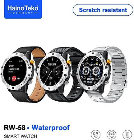 Çeşithane HainoTeko RW58 Executive Smart Watch – Çizilmeye Dayanıklı Yuvarlak Ekran, 3 Kordon Seti, Kablosuz Şarjlı Premium Akıllı Saat
