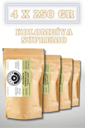 Kolombiya Supremo Çekirdek Kahve 1000 Gr. (4X250 GR)