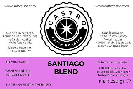 Castro Santiago Blend 250 Gr Filtre Kahve (Öğütülmüş)