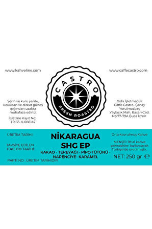 Nikaragua SHG Espresso Kahve (Öğütülmüş) 250 Gr.