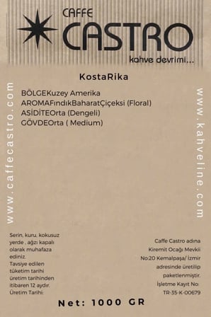 Kosta Rika SHG Filtre Kahve(Öğütülmüş) 1000 Gr.(4X250 GR)