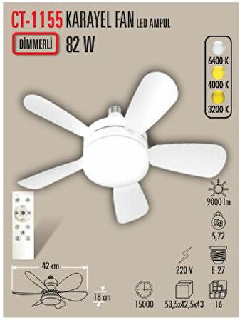 CT-1155 KARAYEL FAN LED AMPUL