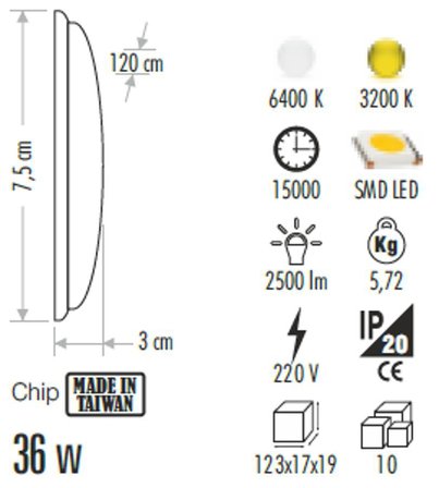 Cata 40W Ledli Bant Armatür 3200K Gün Işığı CT-2475