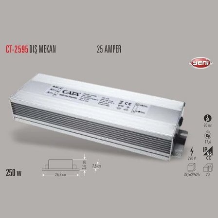 Cata 300w 12v Dış Mekan 25A Led Trafosu CT-2595