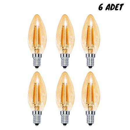 Asyagrup Cata 4w Rustik Led Filament Ampul - Amber Renk - 6 Adet