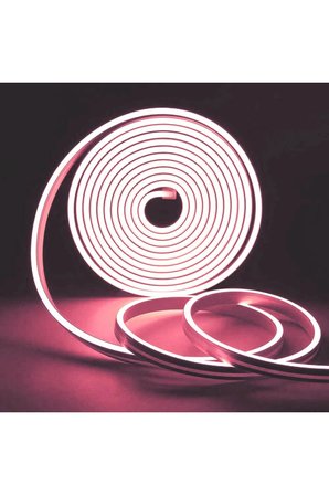 Esnek Neon Hortum Led - Pembe Işık - 12 V - Dış Mekan - 50 Metre - CT-4455P
