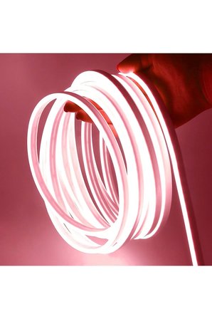 Esnek Neon Hortum Led - Pembe Işık - 12 V - Dış Mekan - 50 Metre - CT-4455P