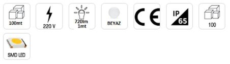 Cata Şerit Led Dış Mekan 220V CT-4549 Beyaz Işık