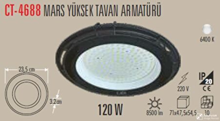 Asyagrup Cata 120w Yuvarlak Tip Ledli Yüksek Tavan Armatürü - Beyaz Işık