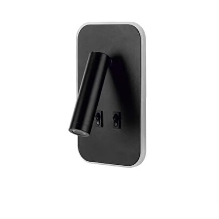 CATA 3W Tuvalu Yatak Başı Çift Kademeli Led Aplik Sarı Işık - Siyah CT-5243