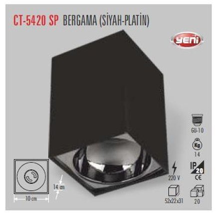Cata Bergama Siyah Platin Dekoratif Armatürü CT-5420SP