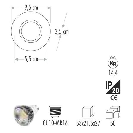 Cata Melinda Cam Spot Çerçeve CT-6640 (Ampül ve Duy Hariç)