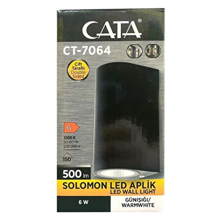 CATA 6W Solomon Led Aplik 500LM 3200K - Gün Işığı CT-7064