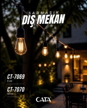 Cata 10 MT  20Ad. E27 DUY - Eklenebilir - Sarmaşık Dış Mekan Armatür CT-7070(AMPUL HARİÇTİR).