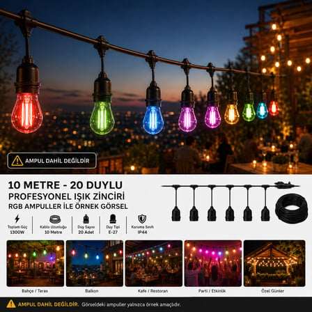 Sarmaşık Dış Mekan Armatür 10 Metre 20 Duy  CT-7070 ( AMPUL DAHİL DEĞİLDİR )