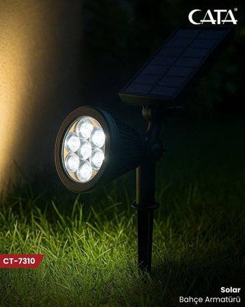 Cata 6400K Beyaz Işık 18w Şarjlı Solar Bahçe Armatürü CT-7320B