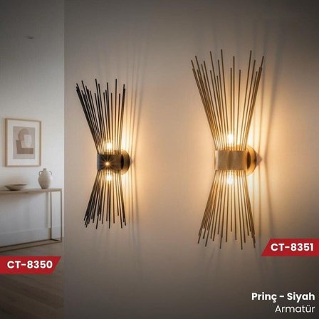 Cata E-14 Duy Modern Dekoratif Aplik Pirinç Eskitme CT-8351(AMPUL HARİÇTİR).