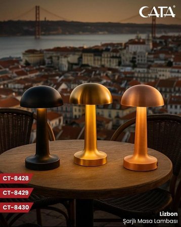 Cata Lizbon3 Işık Renkli Şarjlı Dim Edilebilir  Masa Lambası CT-8430