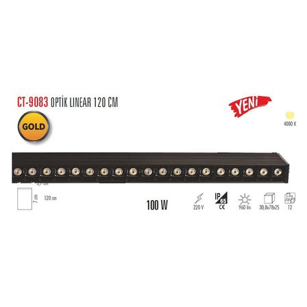 Cata 100W Optik Linear Armatür 120Cm 4000K Naturel Beyaz Ct-9083