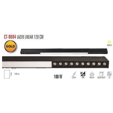 Cata 100W 120Cm Lazer Linear Armatür 4000K Naturel Beyaz Ct-9084