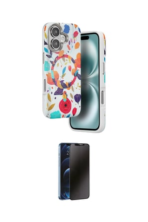 Apple Uyumlu iPhone  Kılıf Siluet Doku İkili Koruma Seti