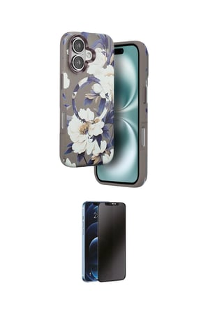 Apple Uyumlu iPhone  Kılıf Siluet Doku İkili Koruma Seti