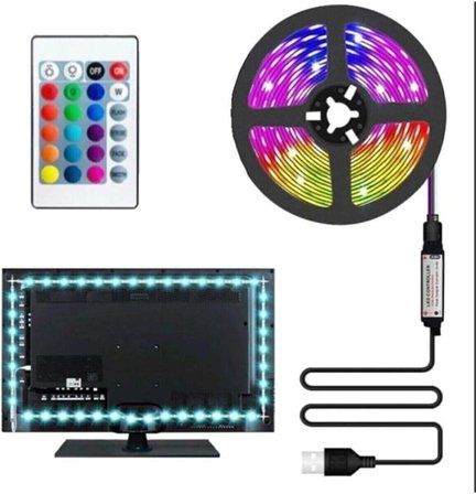 USBli RGB Uzaktan Kumandalı Şerit Led TV Monitör Ambiyans Aydınlatması 3 Metre