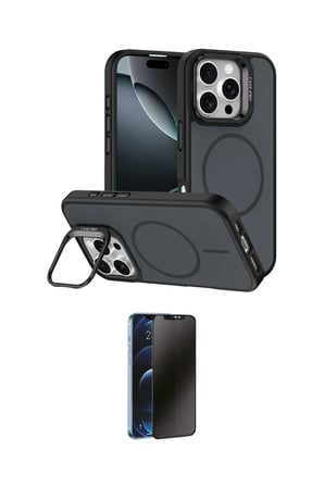 Apple Uyumlu iPhone  Pro Max Kılıf Çekirdek Klasik İkili Koruma Seti