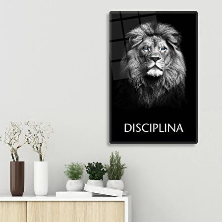 Cam Tablo | Motivasyon Serisi | Lion - Discipline | 40cm x 60cm