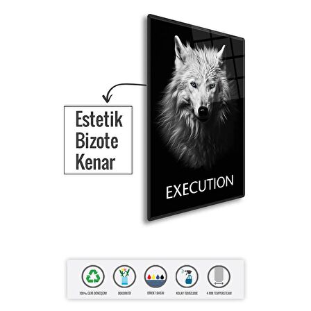 Cam Tablo | Motivasyon Serisi | Wolf - Execution | 40cm x 60cm