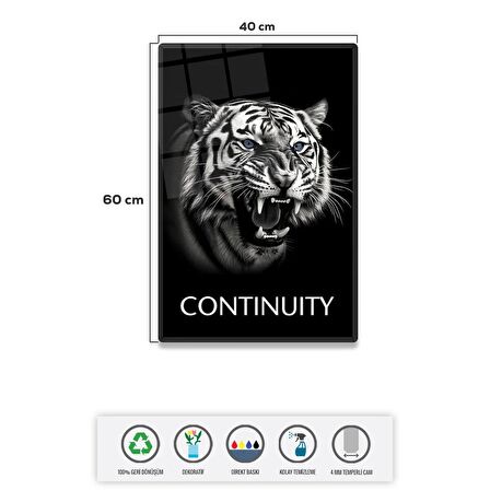 Cam Tablo | Motivasyon Serisi | Tiger - Continuity | 40cm x 60cm