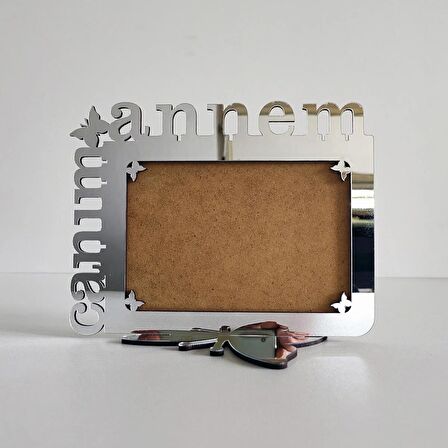 Anneler Günü Gümüş Aynalı Pleksi Fotoğraf Çerçevesi Canım Annem