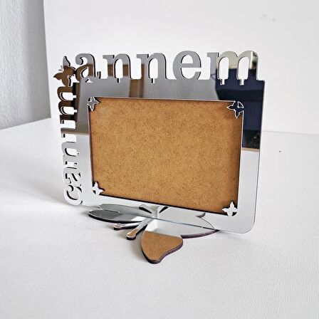 Anneler Günü Gümüş Aynalı Pleksi Fotoğraf Çerçevesi Canım Annem