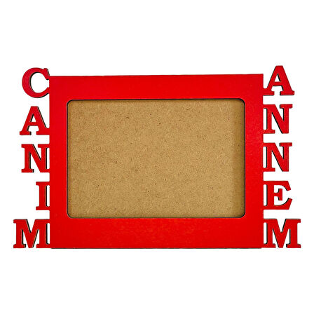 Anneler İçin Kırmızı Ahşap Fotoğraf Çerçevesi Canım Annem