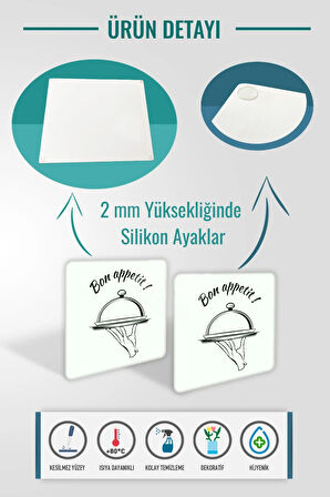 Cam Tabak - Kahvaltı Tabağı - Pasta Tabağı | 2'li Takım | Bon Appetit - Servis | 29cm x 34cm