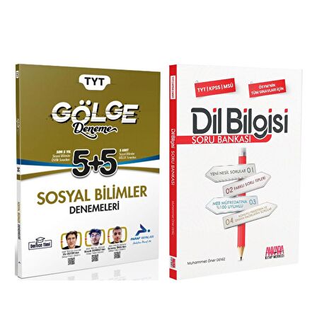 Paraf TYT Sosyal Bilimler Gölge Deneme ve AKM Dil Bilgisi Soru Bankası Seti 2 Kitap