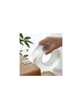 Süper Güçlü, Tekrar Tekrar Çıkarılıp Kullanılabilir, Nano Teknolojili Çift Taraflı Jel Bant (3 Metre)