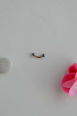 6 mm Hologram Renkli Çelik Toplu Piercing Tragus Helix Kıkırdak Lob Kaş