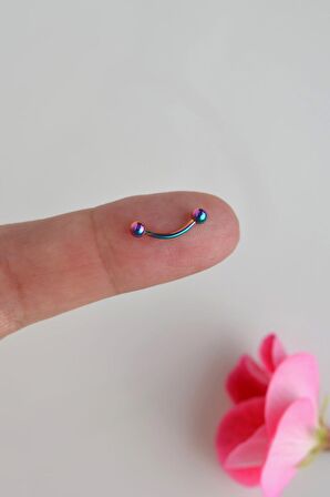 8 mm Hologram Renkli Çelik Toplu Piercing Tragus Helix Kıkırdak Lob Kaş