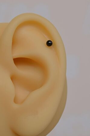 8 mm Siyah Renkli Çelik Toplu Piercing Tragus Helix Kıkırdak Lob Kaş